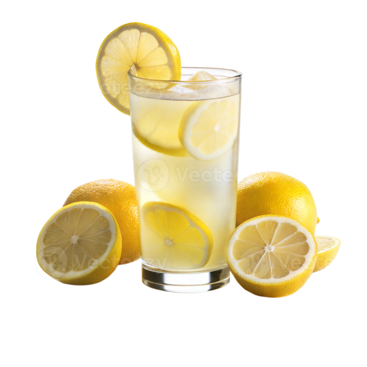a glass filled with lemons and lemon slices