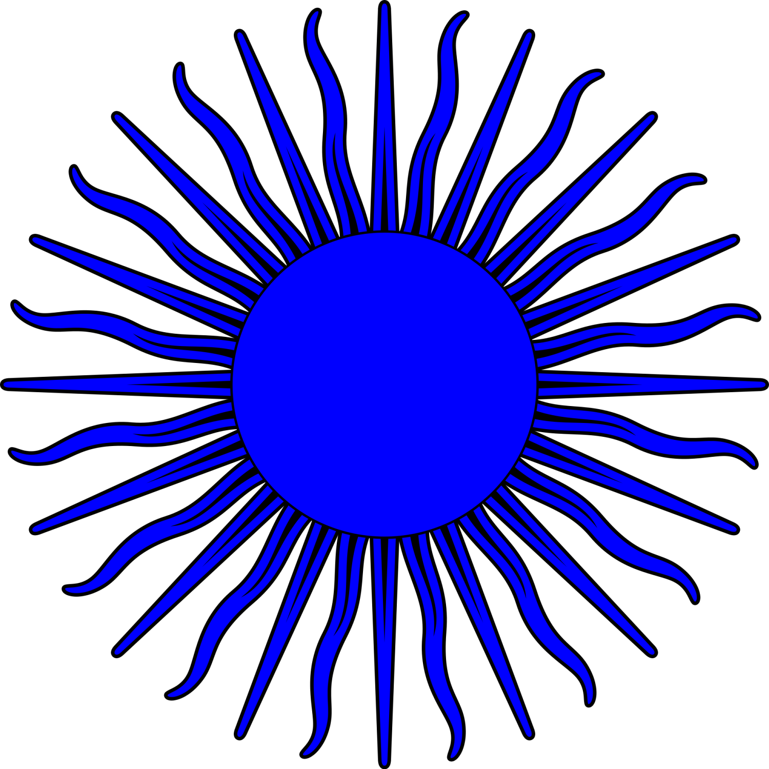 a blue sun on a white background
