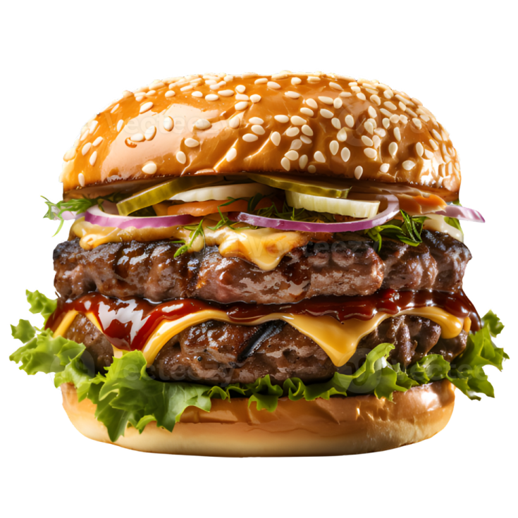 a hamburger with meat, cheese and lete