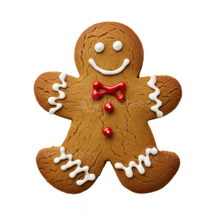 a ginger cookie with white icing on it