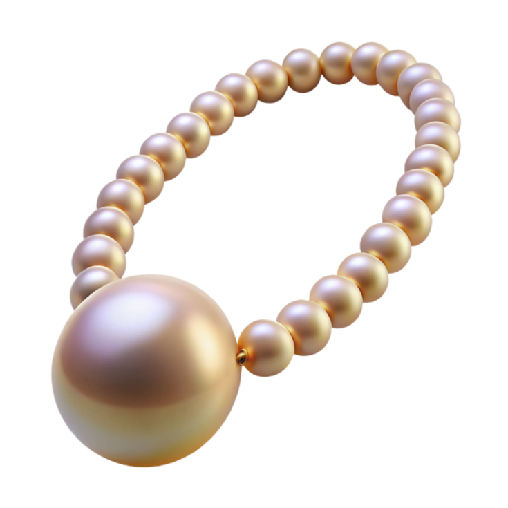 a pearl necklace on a white background