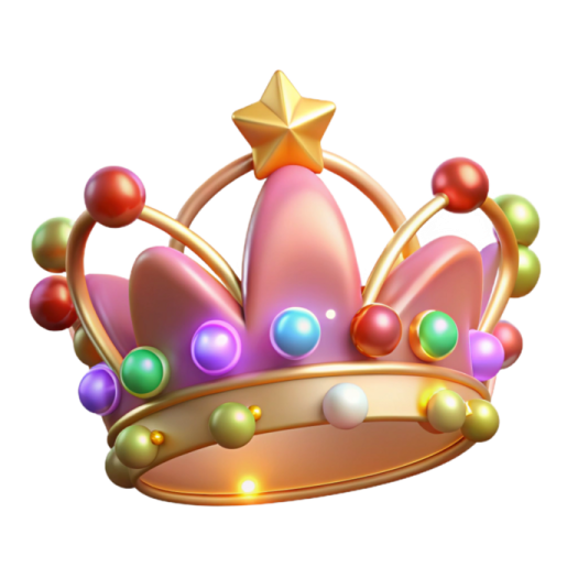 a crown with colorful balls on it