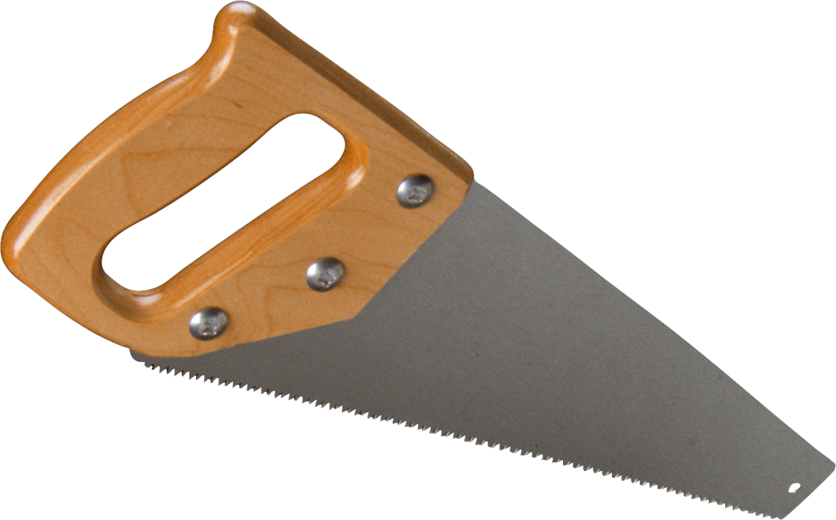 a saw with a wooden handle on it