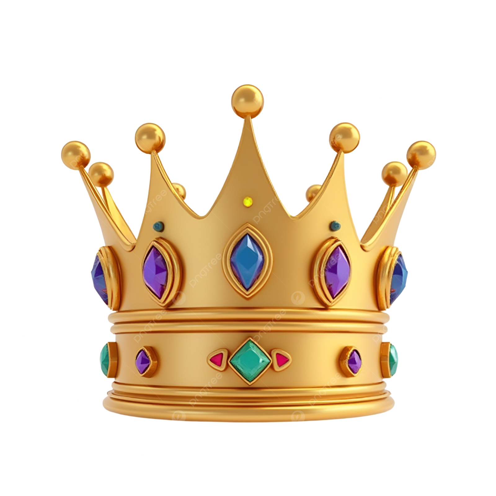 a gold crown with colorful gems on it