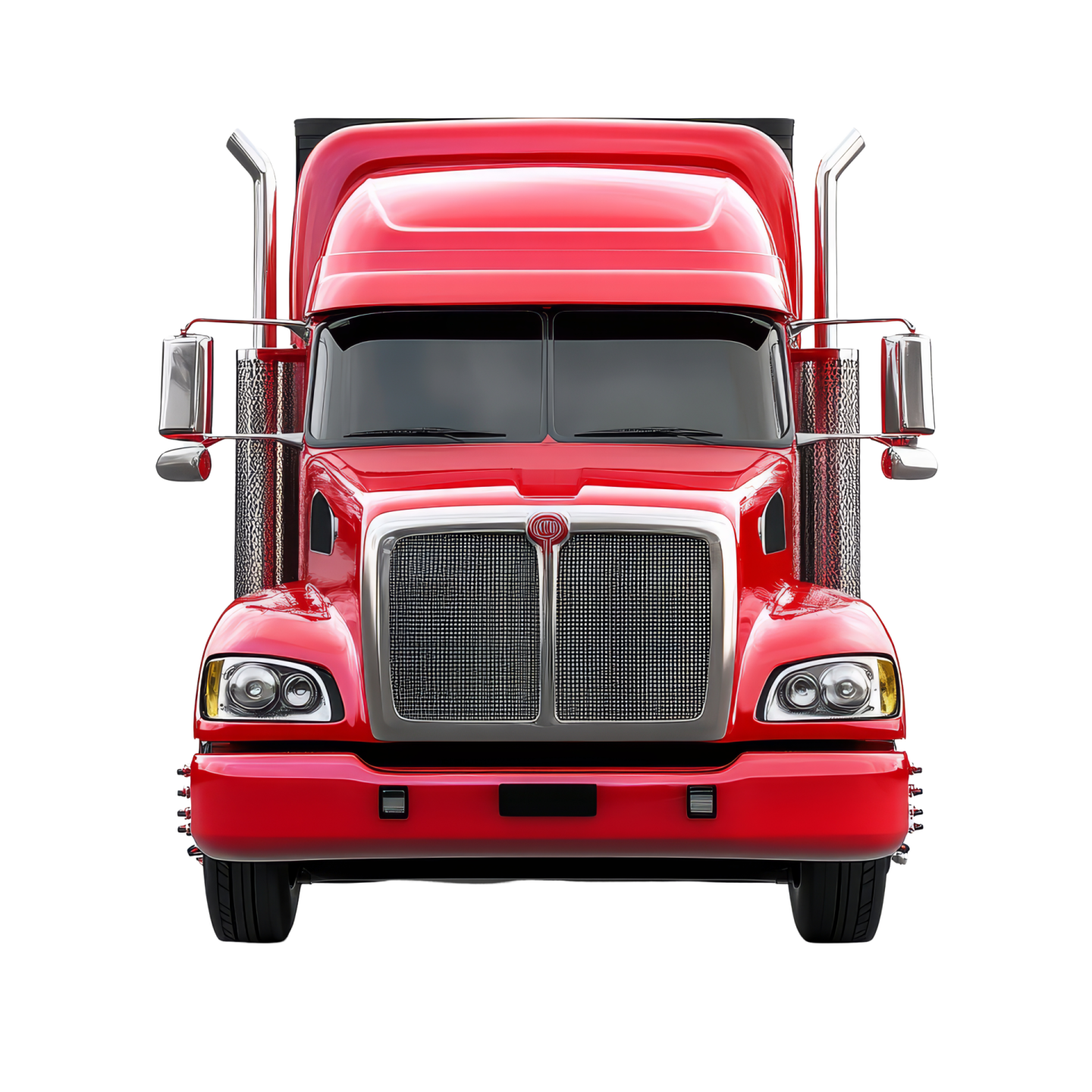 a red semi truck on a white background