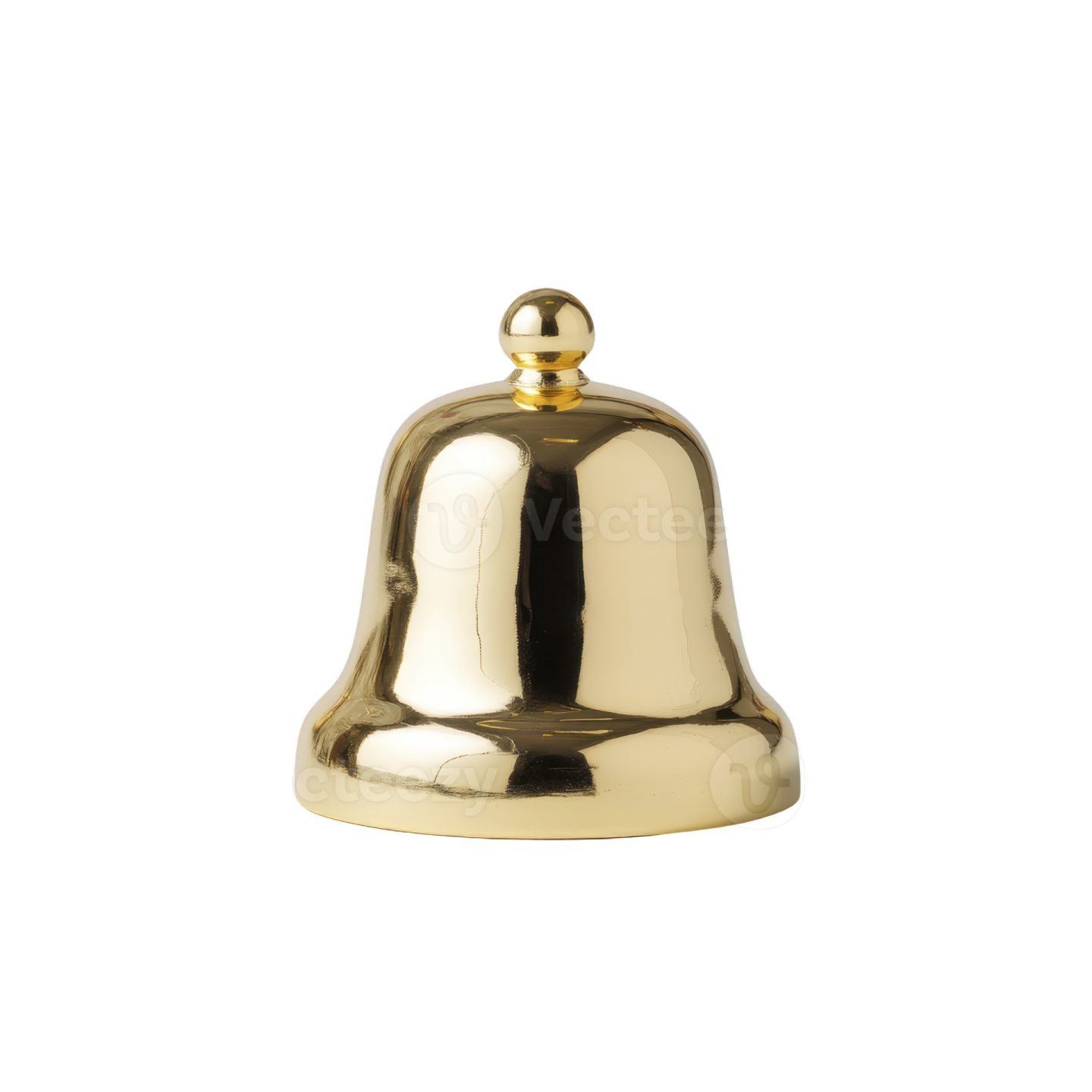a brass bell on a white background