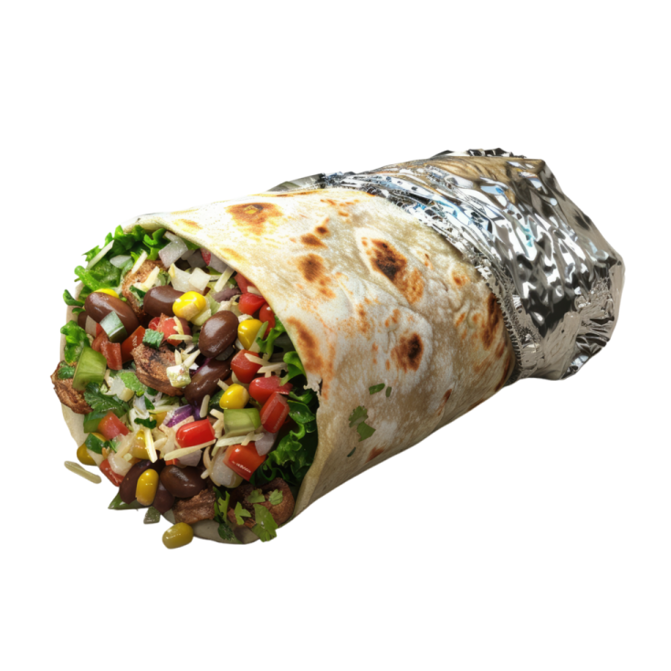 a burritoa filled with vegetables and meat