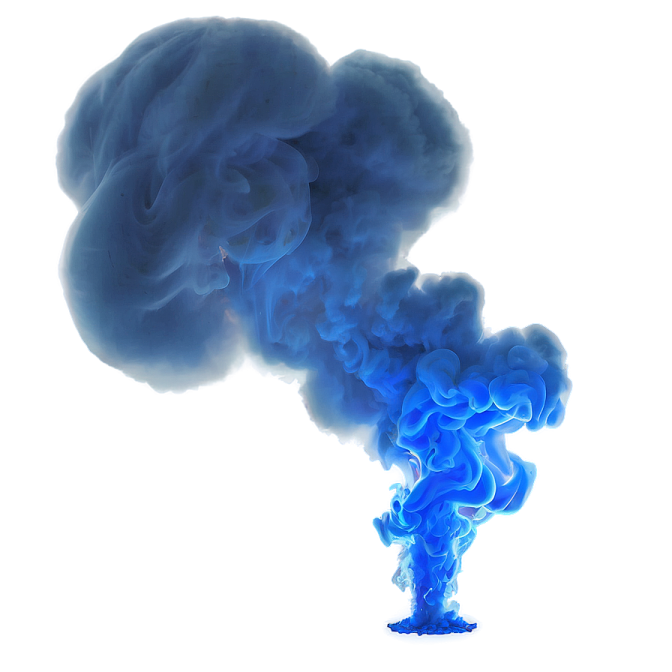 a blue smoke cloud on a white background