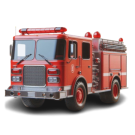 a red fire truck on a white background
