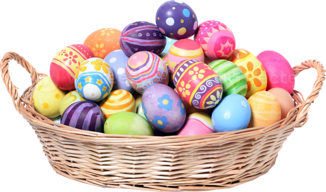 a basket full of colorful easter eggs