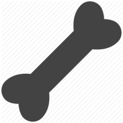 a black and white icon of a dog bone