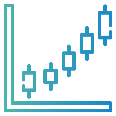 a blue and green icon of a bar chart