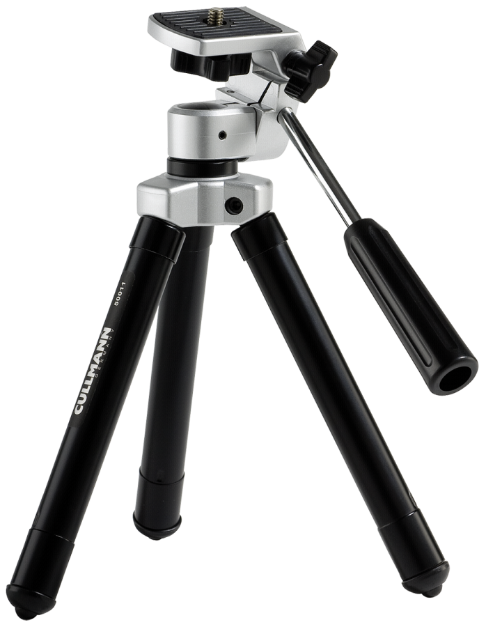 a tripod with a camera attached to it