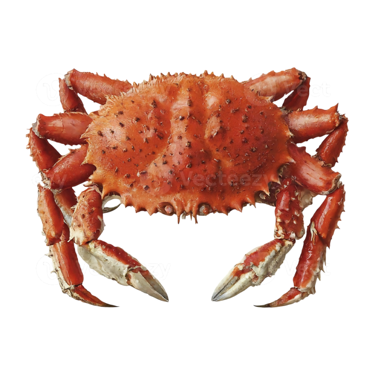 a red crab on a white background