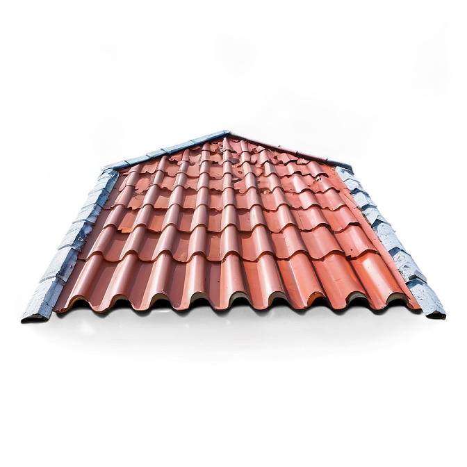 a red tile roof on white background