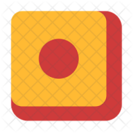 a yellow square with a red dot on it