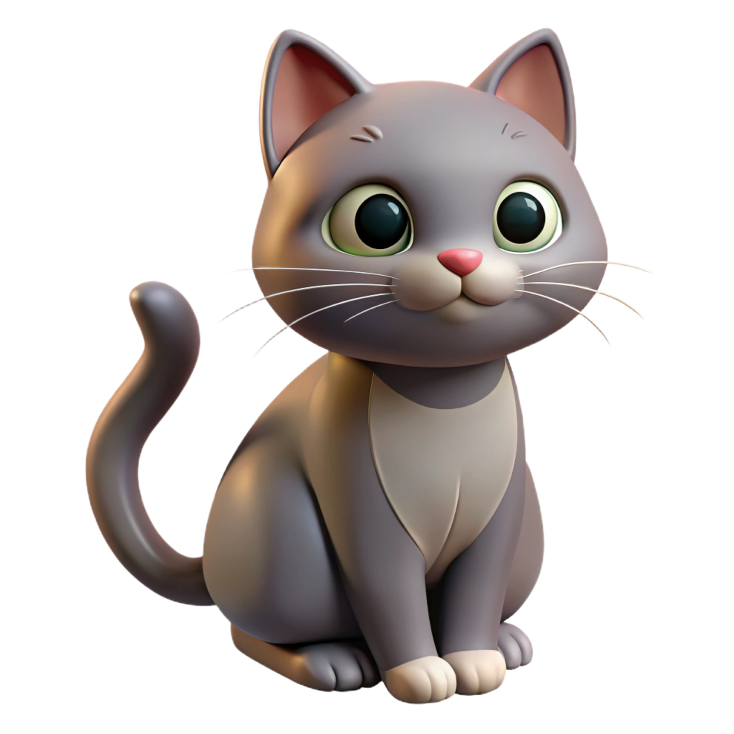 a gray cat sitting down and looking at the camera