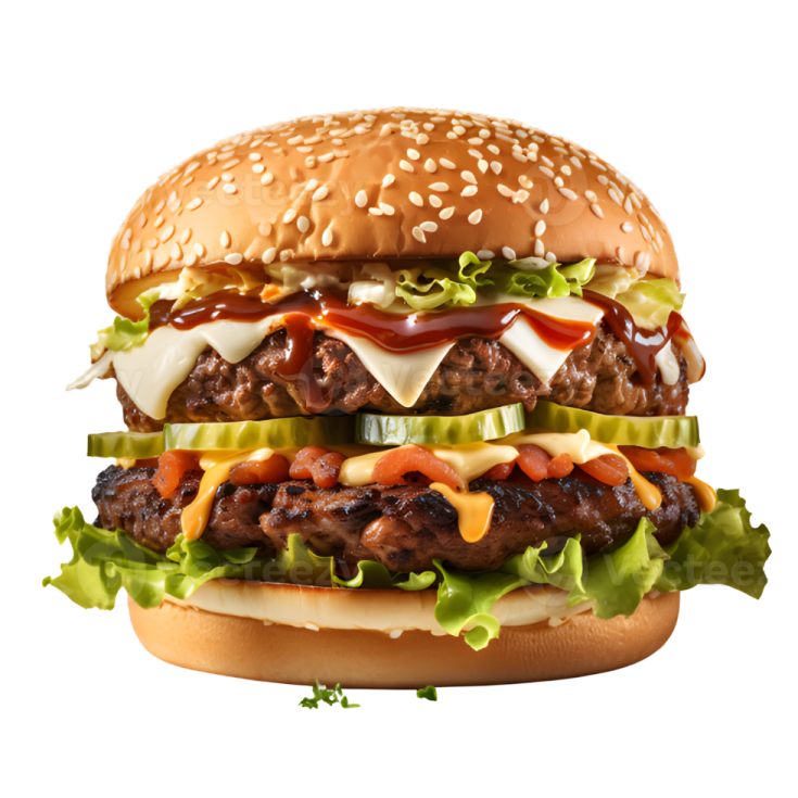 a hamburger on a white background