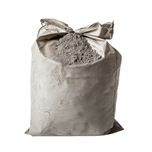 a bag of cement on a white background