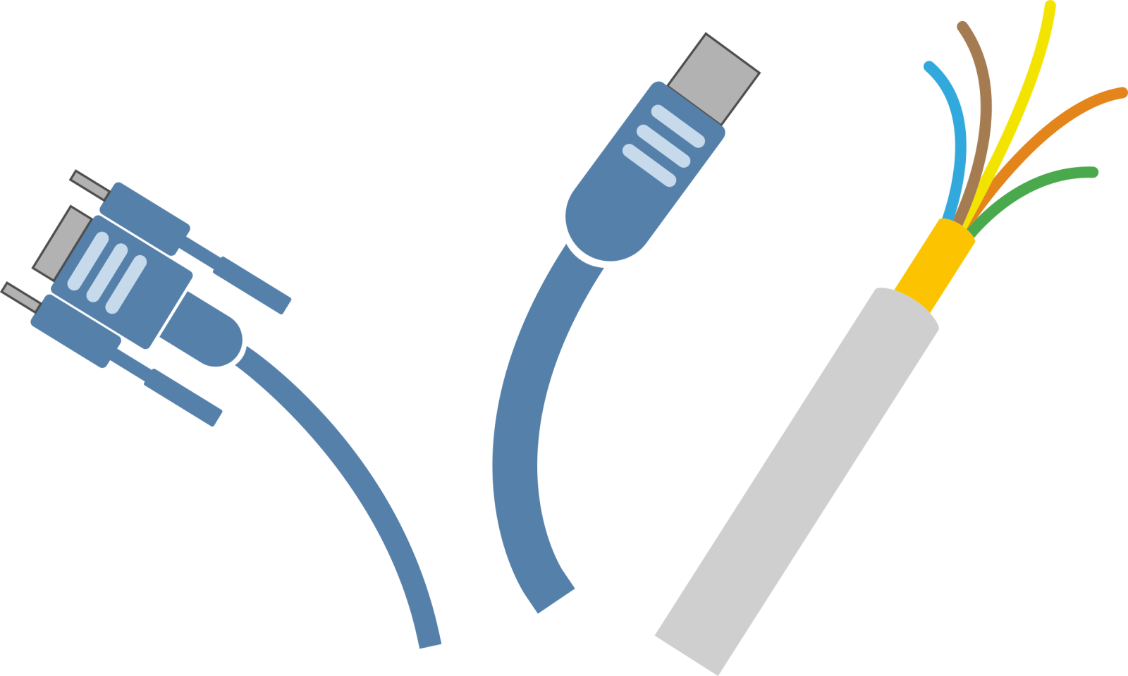 two cables connected to each other wires