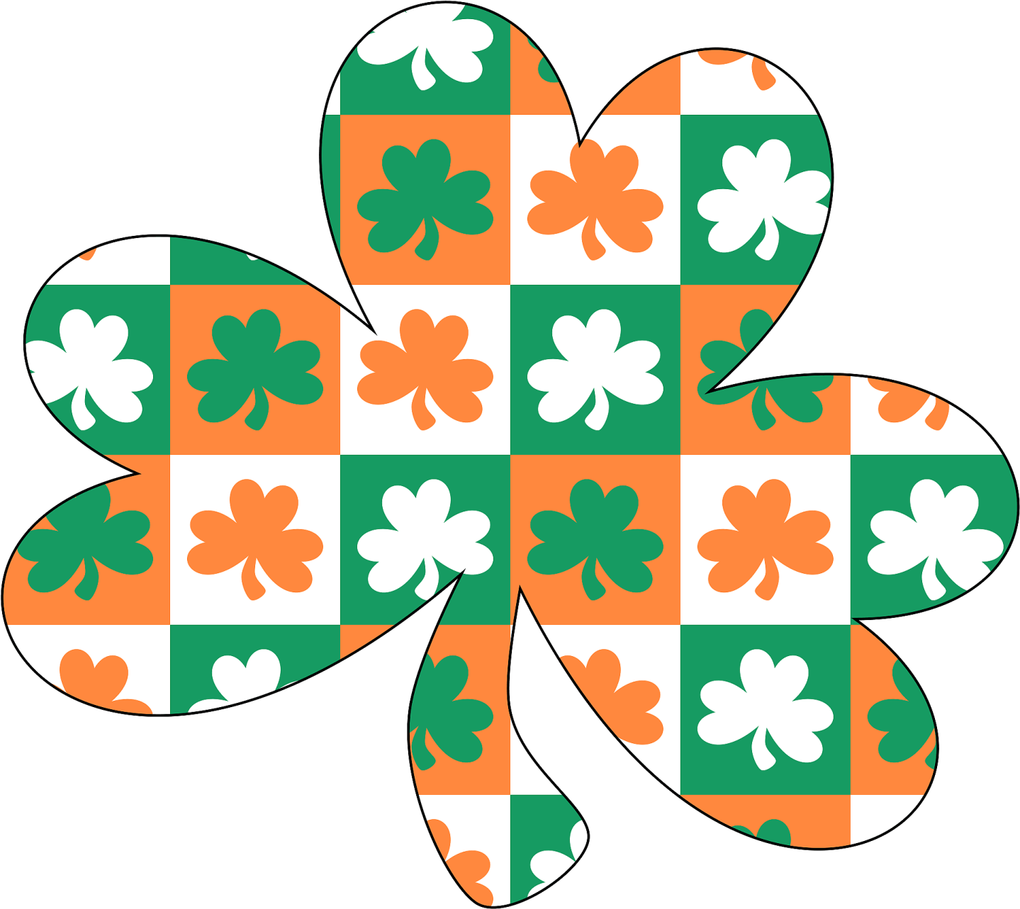 a four leaf clover with green and orange colors