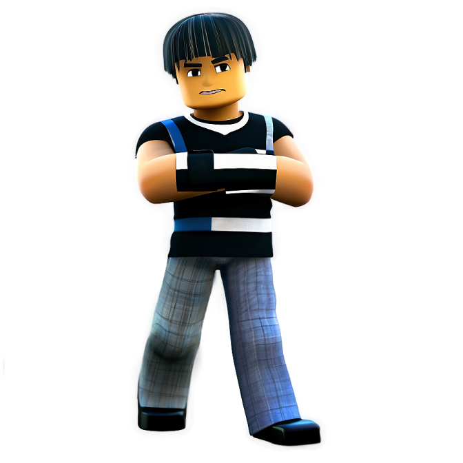 a young boy standing with his arms crossed