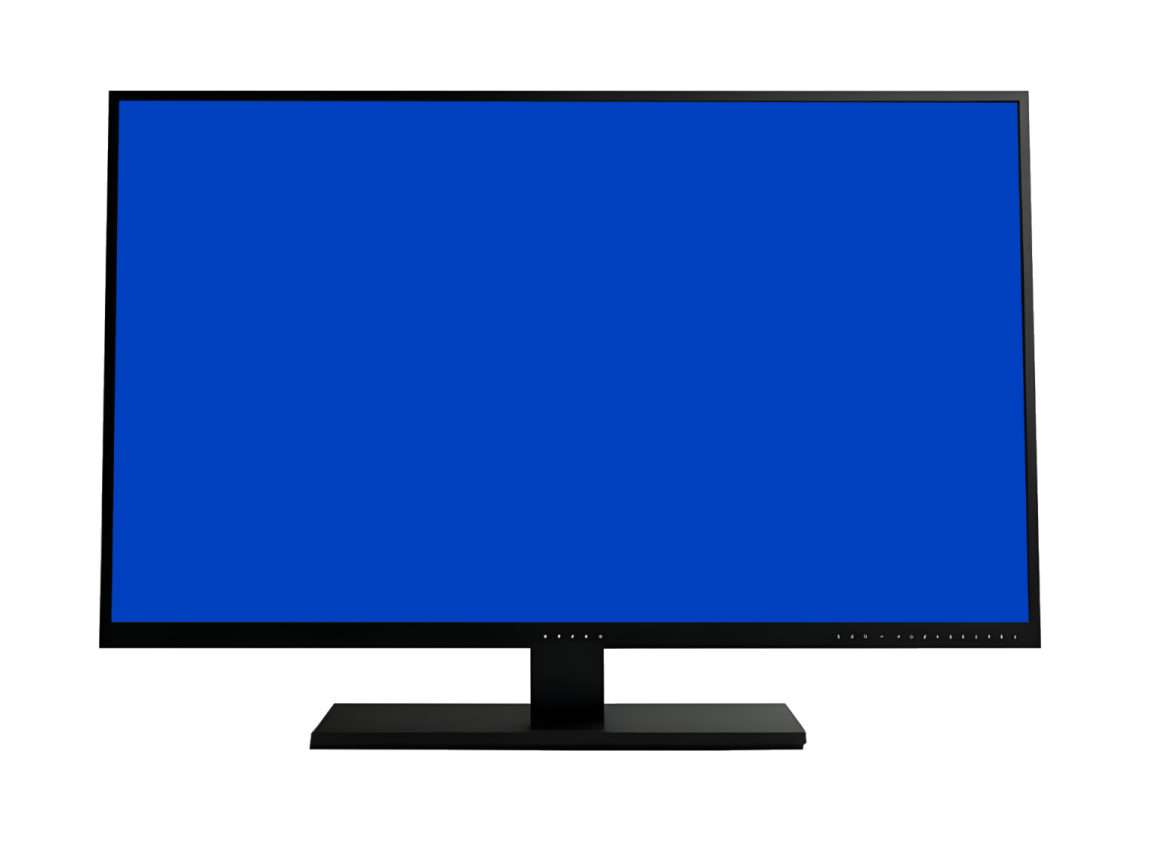 a blue screen on a white background