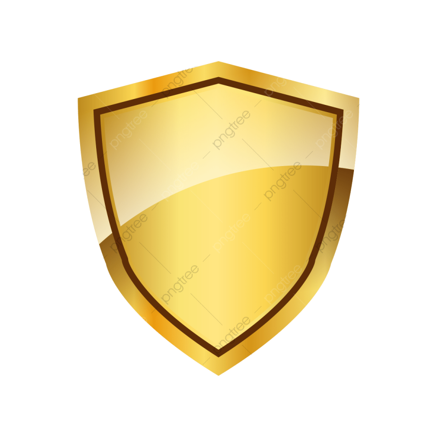 a golden shield on a white background