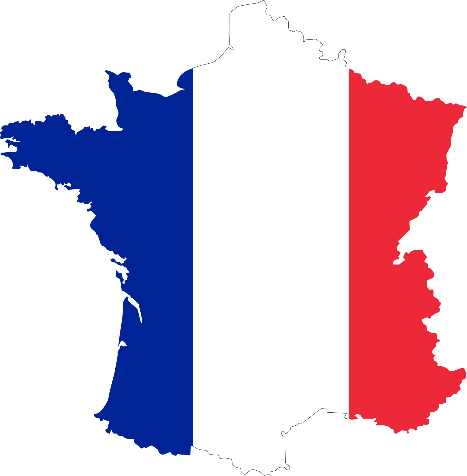 a map of france with the flag
