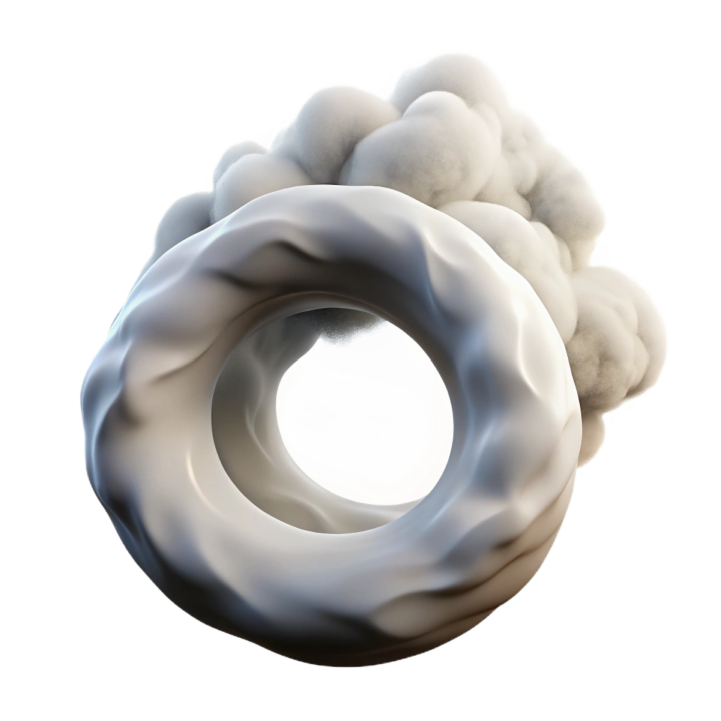 a white and black dough with smoke coming out