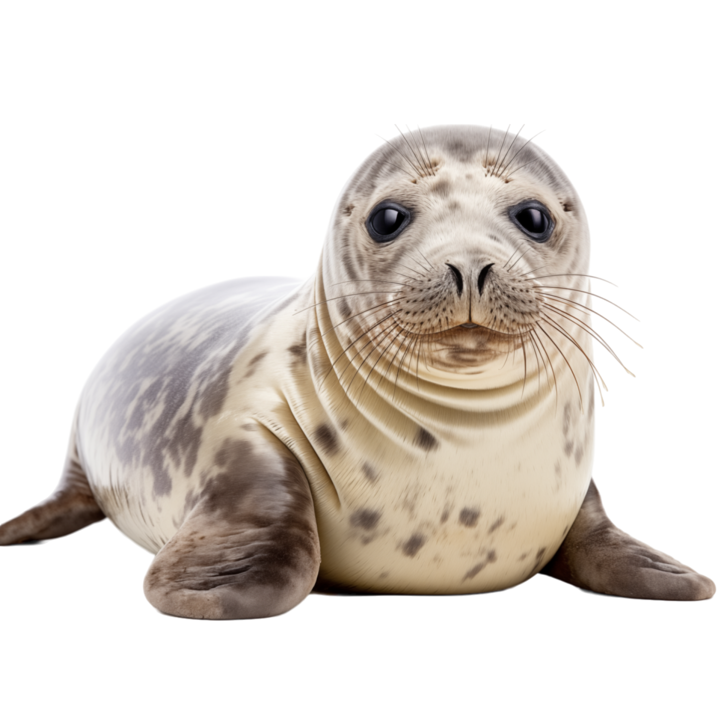a grey seal on a white background