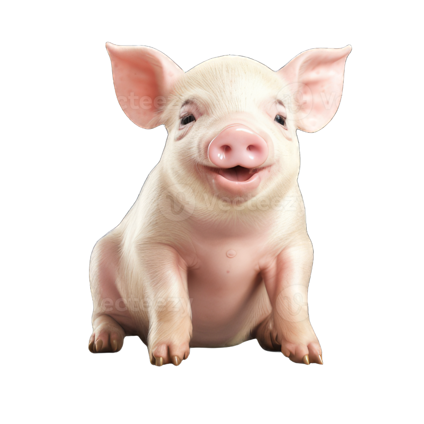 a small pig sitting on the ground