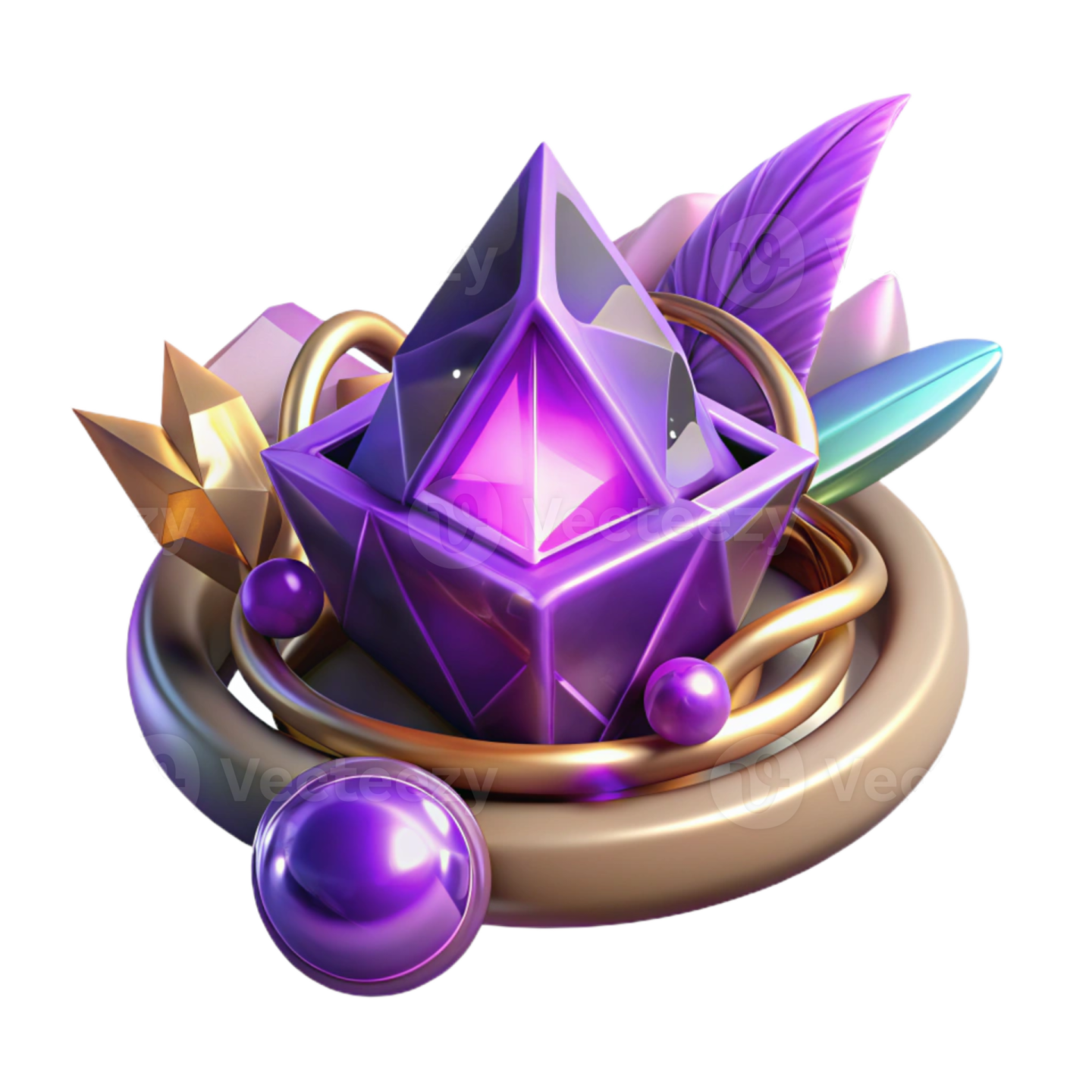an image of a purple diamond surrounded by crystals