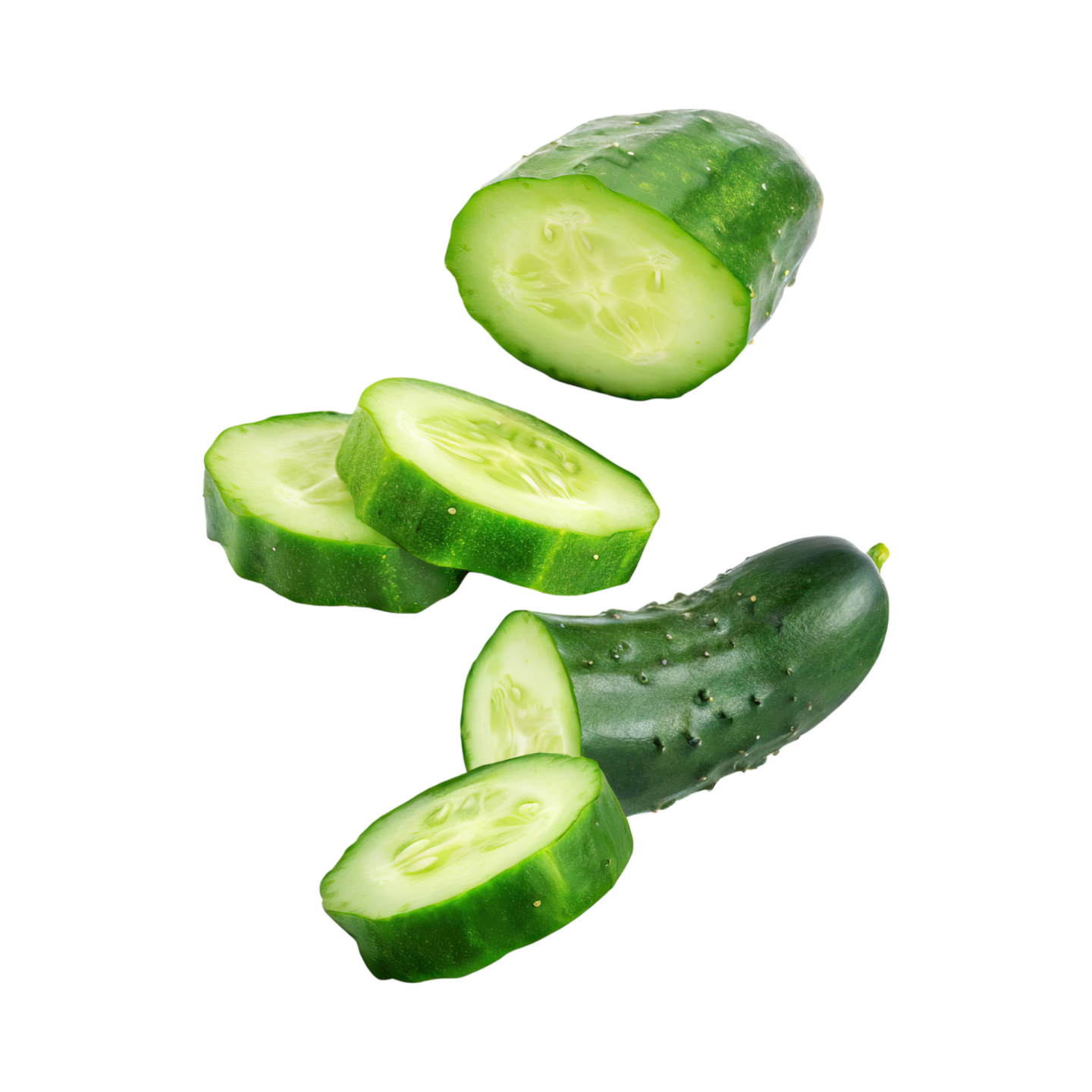 a group of sliced cus on a white background