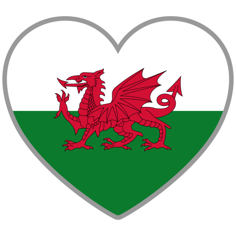 the flag of wales in a heart shape