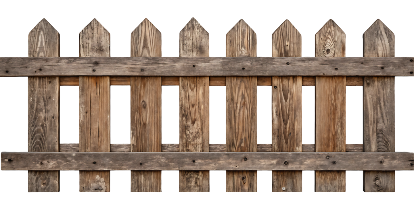 a wooden fence on a white background