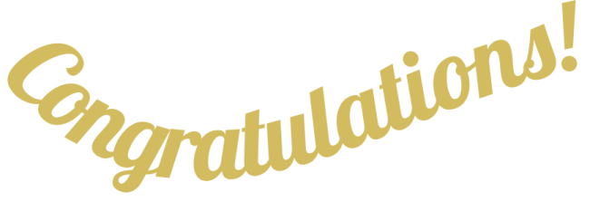 the word congratulations in gold on a white background