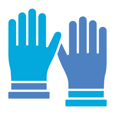a pair of blue gloves on a white background