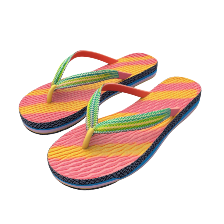 a pair of colorful flip flops