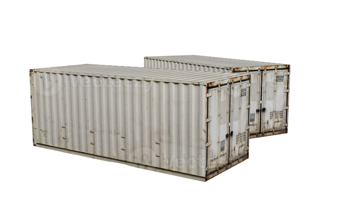 two shipping containers on a white background