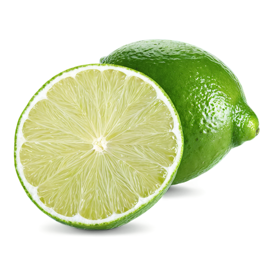 two limes on a white background