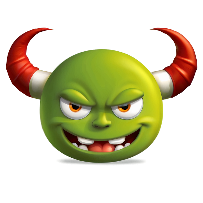 a green ball with horns and horns on it