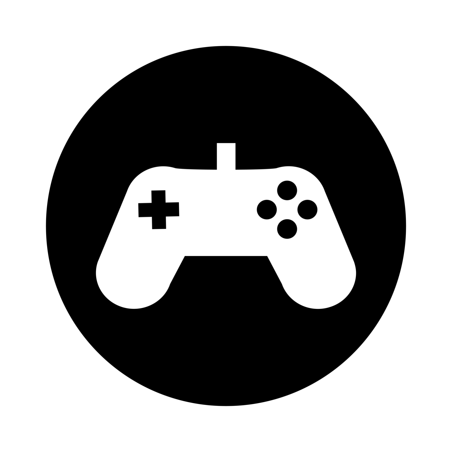 a black and white icon of a video game controller