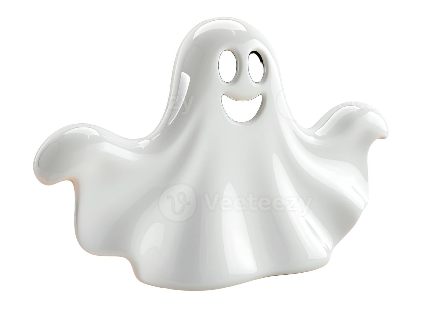 a white ghost with black eyes