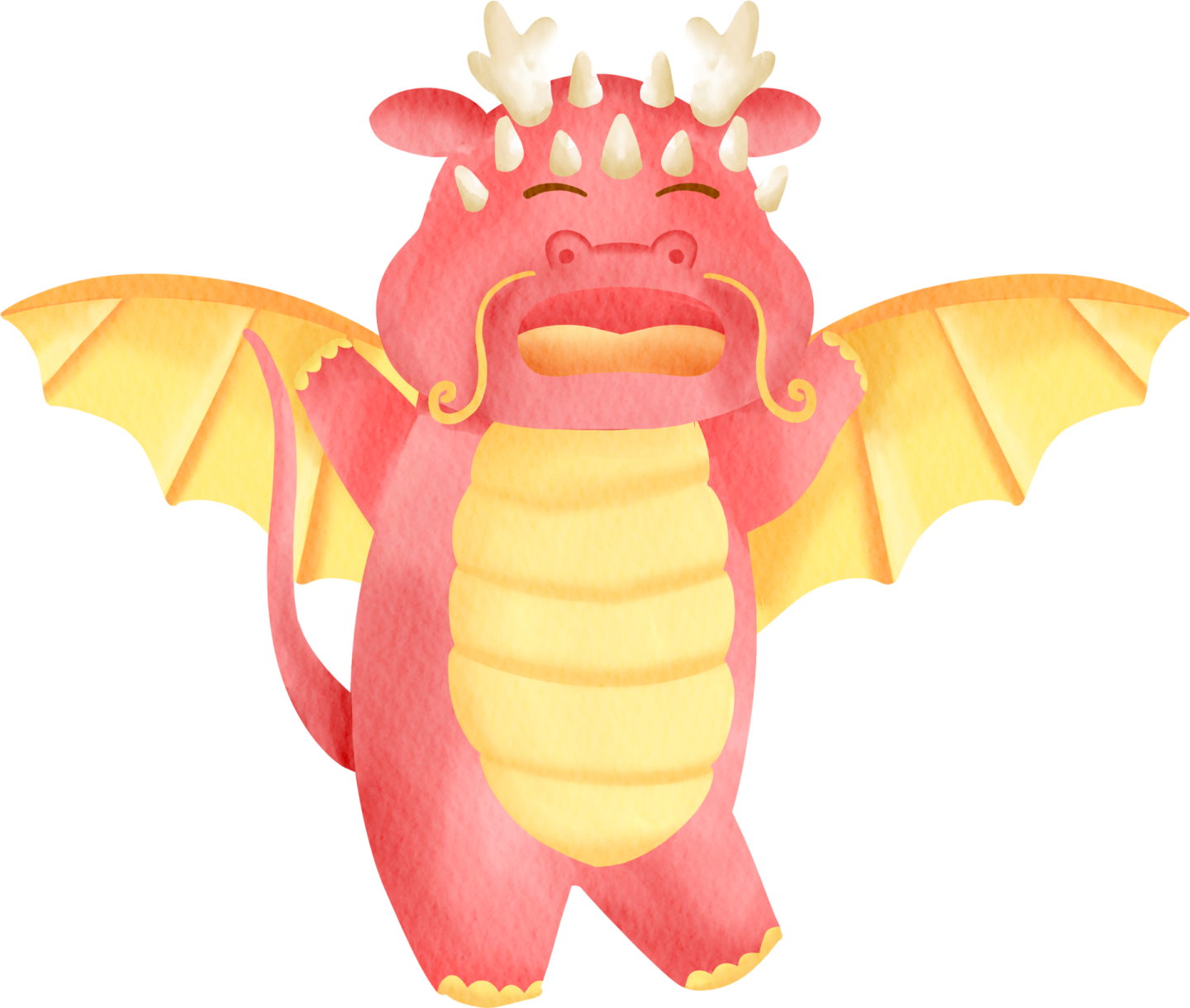 a cartoon dragon with horns and wings