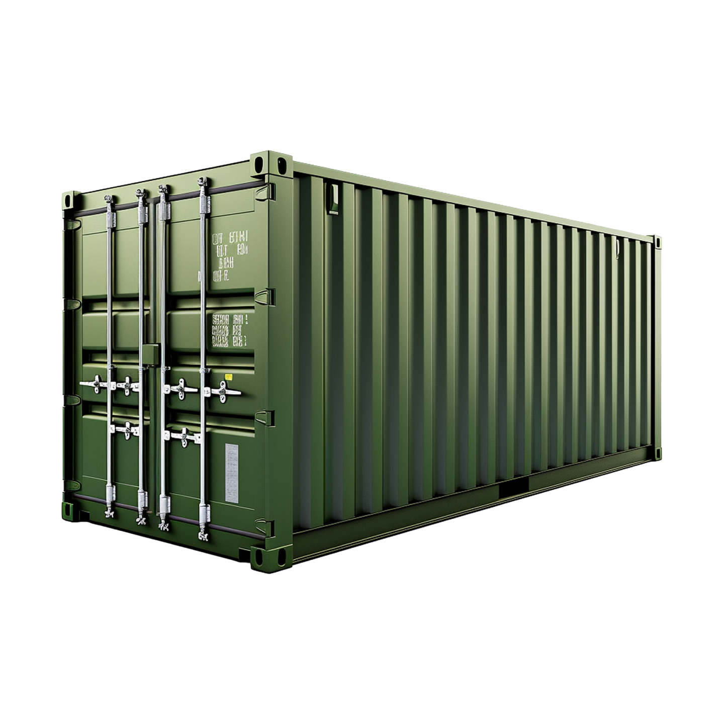 a green shipping container on a white background