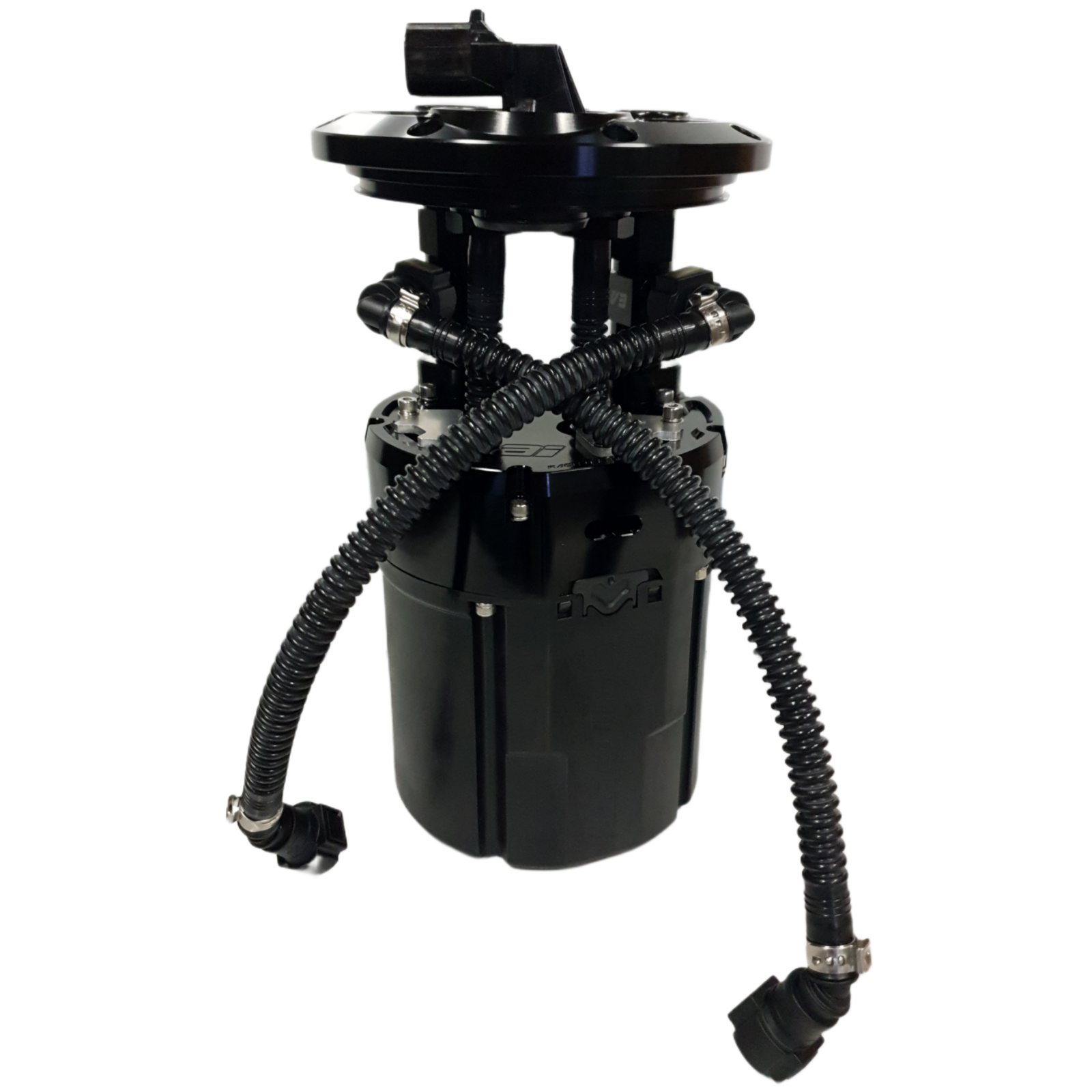 a black water pump on a white background