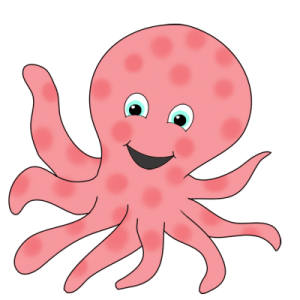 a pink octopus with polka dots on it