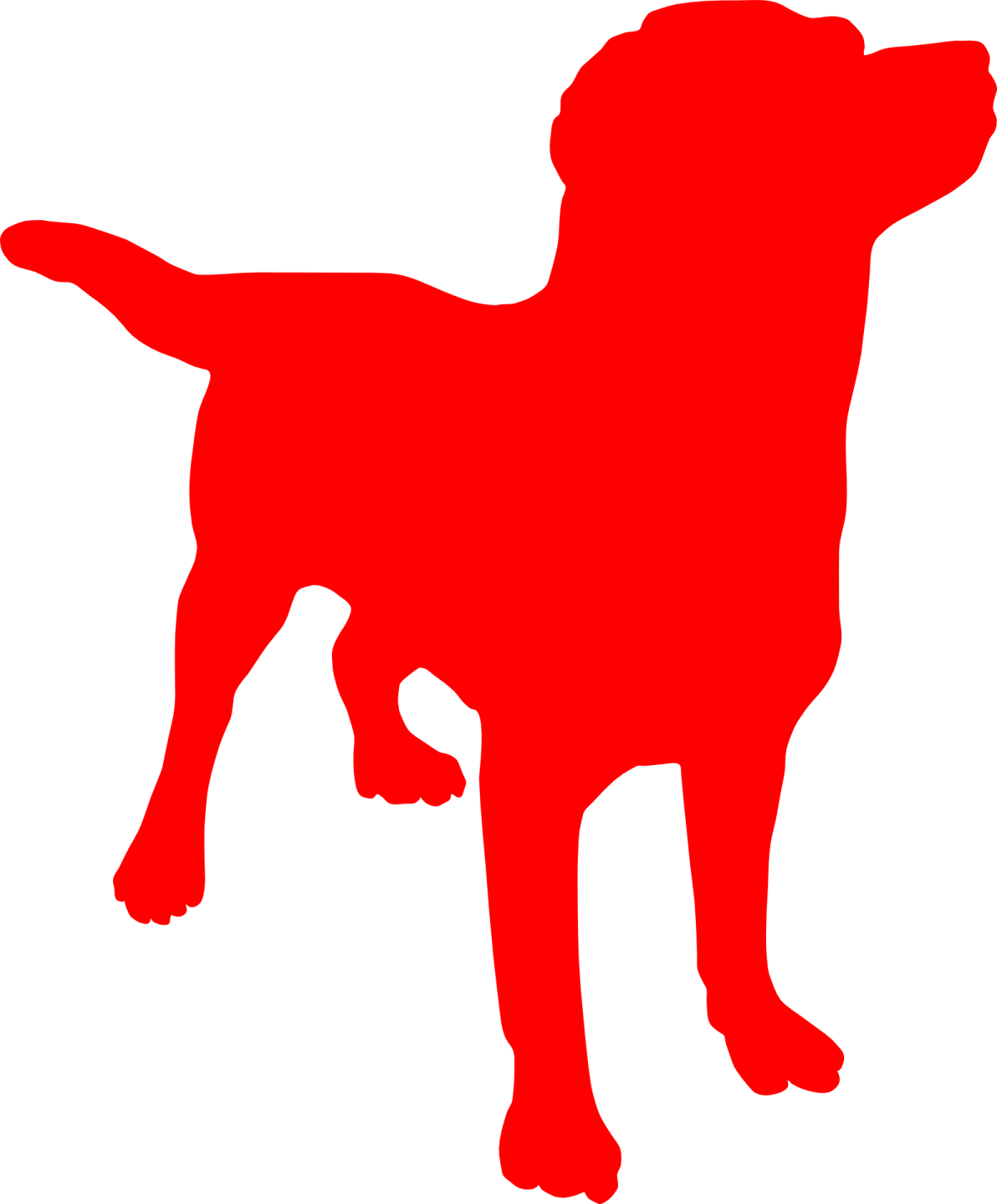 a black dog silhouetted on a white background