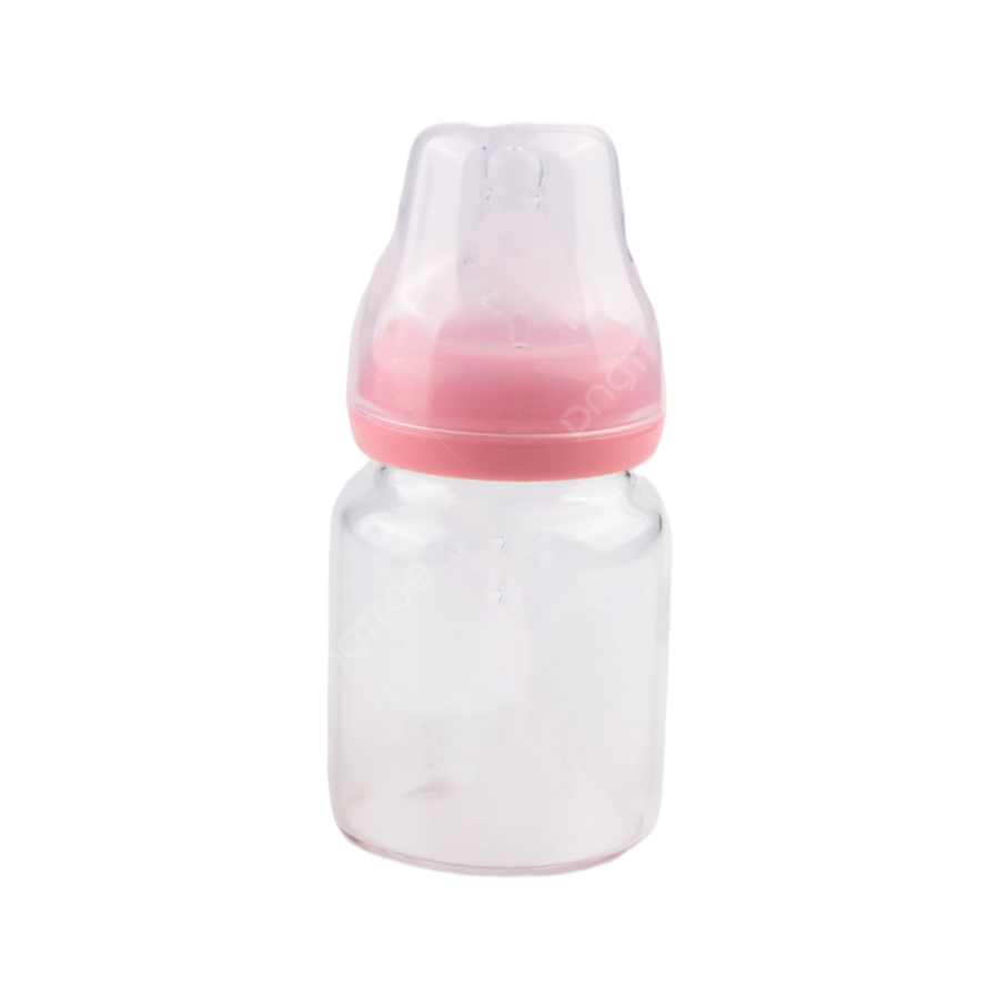 a baby bottle with a pink lid